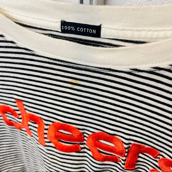 ABERCROMBIE $ Fitch sweatshirt long tee cropped striped CHEERS - Picture 8 of 10